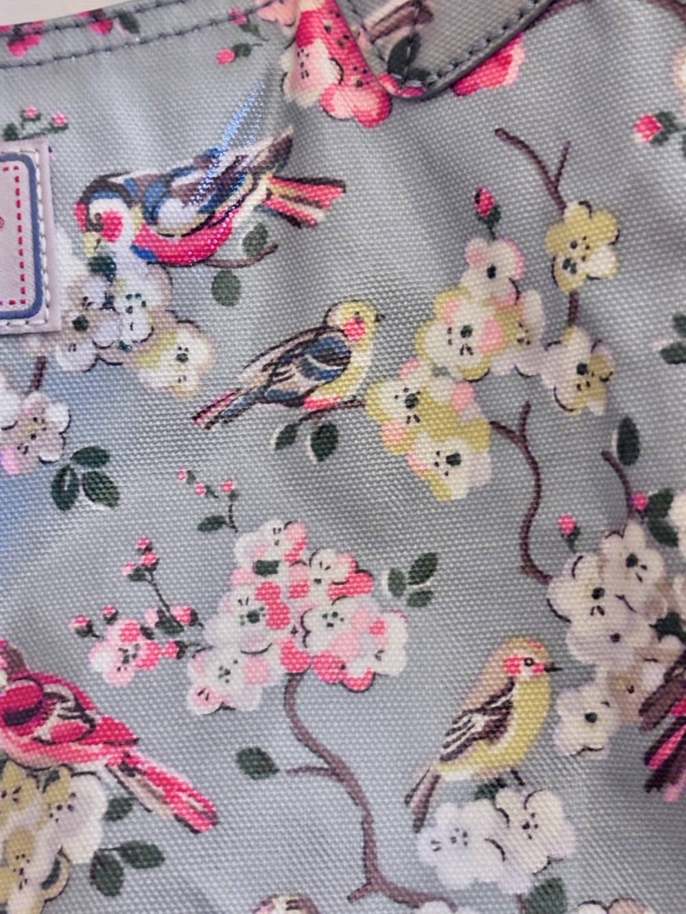 Cath Kidston Gray Floral Bird Print Tote with Pink Accents - Picture 2 of 5
